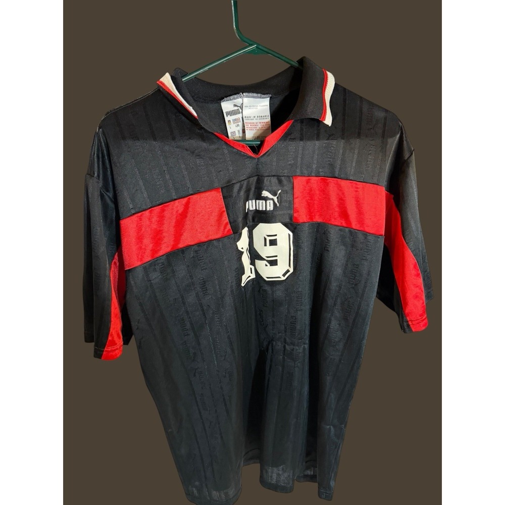 Vintage Puma Black And Red Puma Football/Soccer Jersey Men's Large